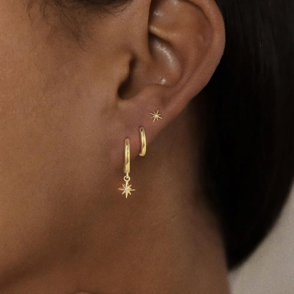Gold Star Hoop Earrings